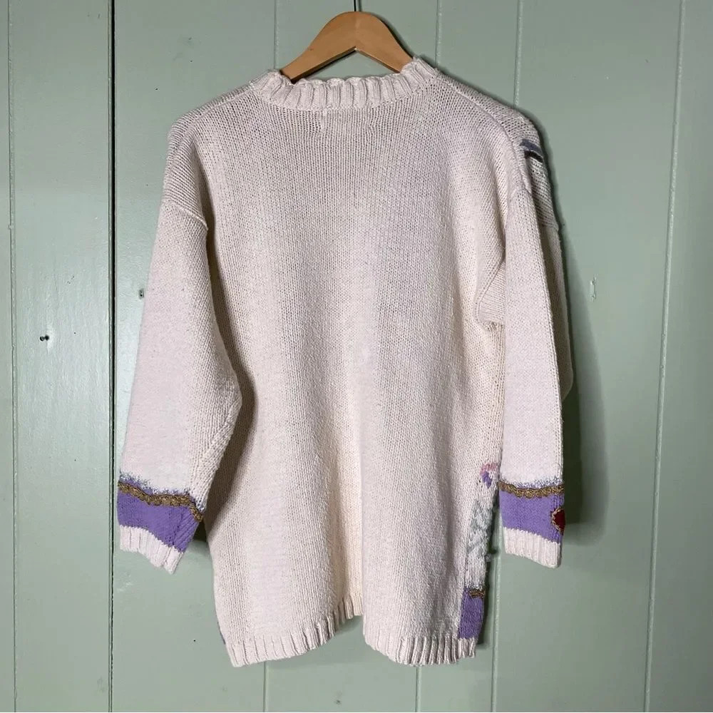 Vintage Jennifer Reed Hand Knit Christmas Grandma Cardigan Sweater‎ Women’s M